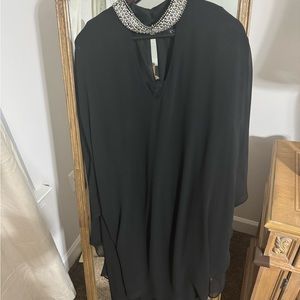 Size 16, Black Xscape dress. V neck with beaded chocker.